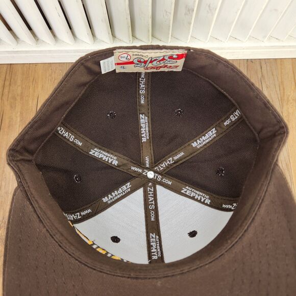 Zephyr 32/5 Chopped 307 Wyoming Size 7 1/4 Hat Cap Brown Flat Bill Old English - Picture 9 of 10